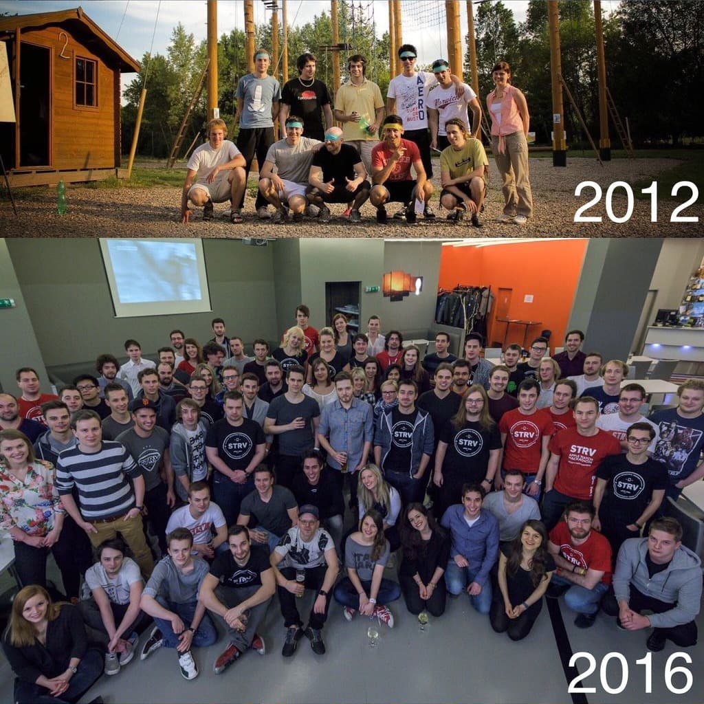 Tým STRV v roce 2012 a v roce 2016